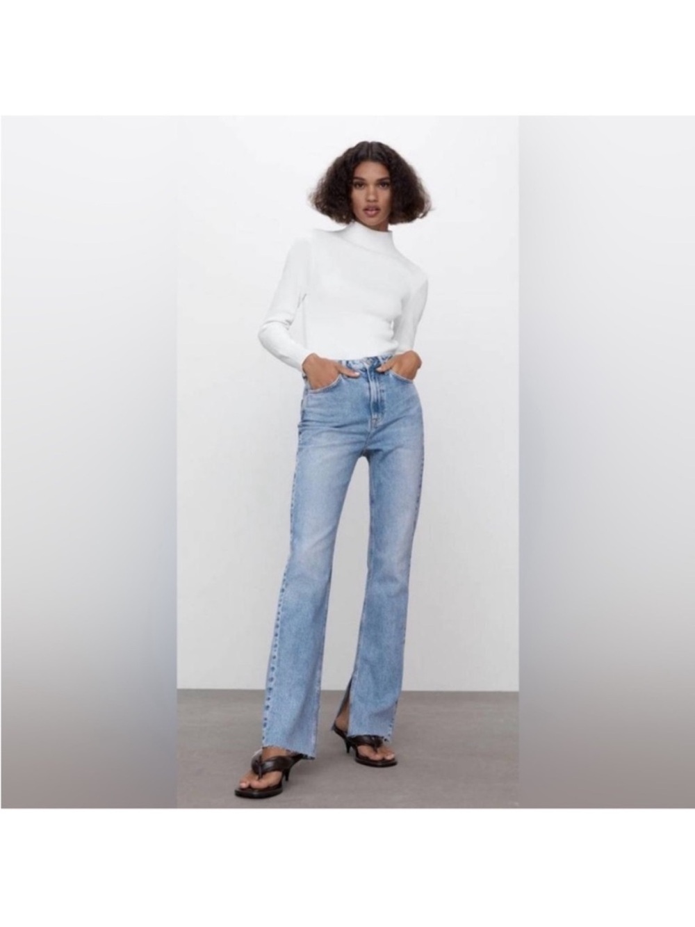 Zara High-Rise Light Blue Straight Jeans